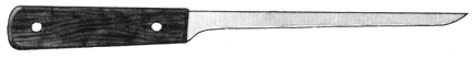 Similarly, the filet knife's narrow, pointed blade deals with a fish's bones, but has a thinner blade.